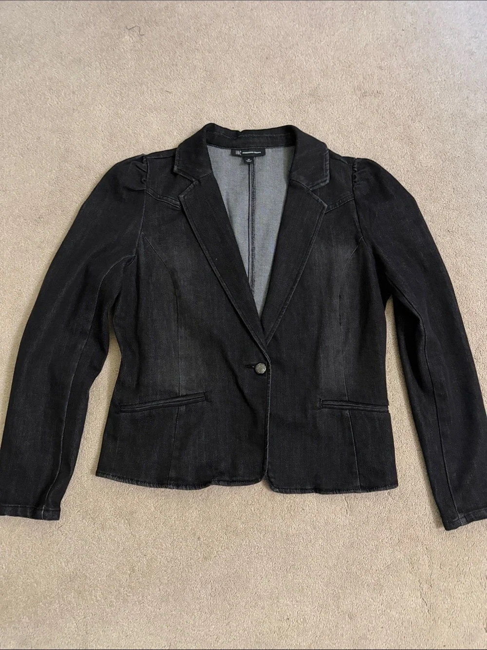 INC International Concepts Black Denim Single-Button Women's Blazer